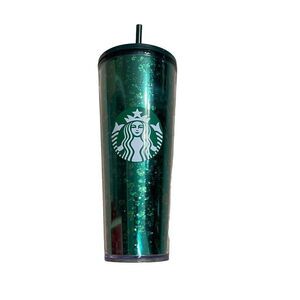 Starbucks 2019 Holiday Season Mercury Glitter Green Plastic Cold Tumbler 24oz